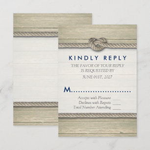 Tying The Knot Rustic Beach Wedding RSVP Card