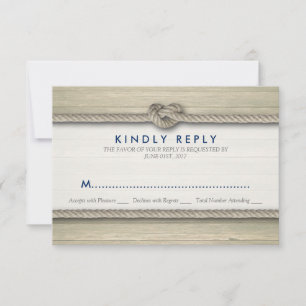 Tying The Knot Rustic Beach Wedding RSVP Card