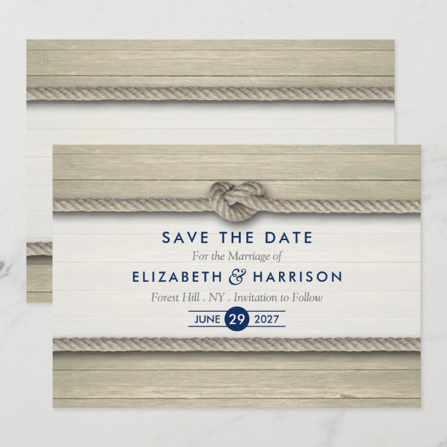 Tying The Knot Rustic Beach Wedding Save The Date  (Front/Back)