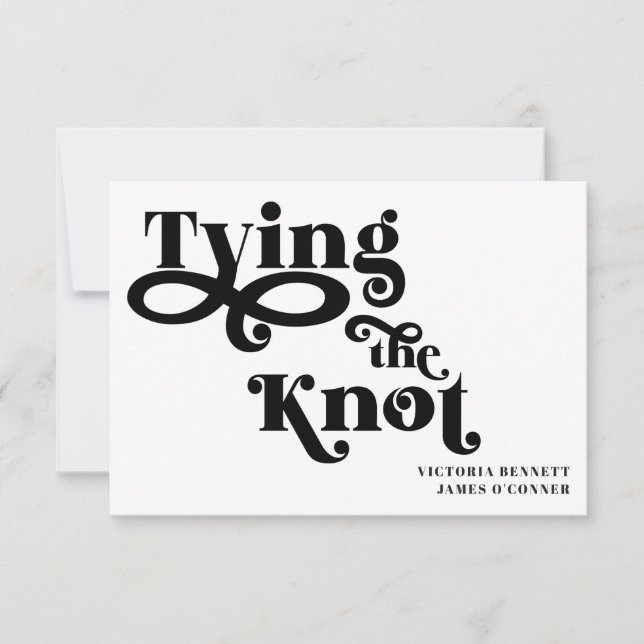Tying the Knot Typography Wedding Save the Date (Front)