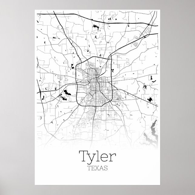 Tyler Map - Texas - City Map Poster (Front)