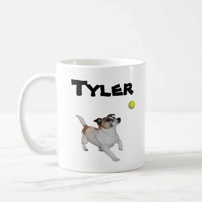 Tyler Name With Fox Terriers, Coffee Mug (Left)