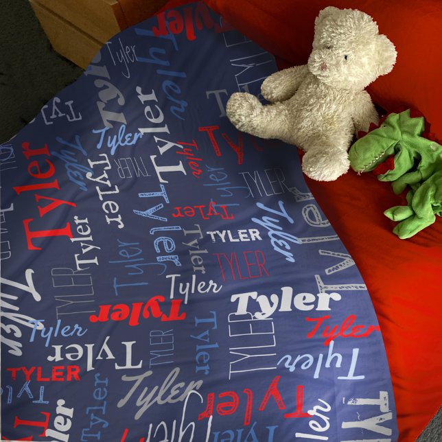Tyler nom personnalisé rouge bleu gris couverture (Créateur téléchargé)