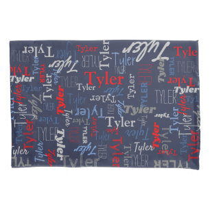 Tyler personalized name red blue grey  pillowcase