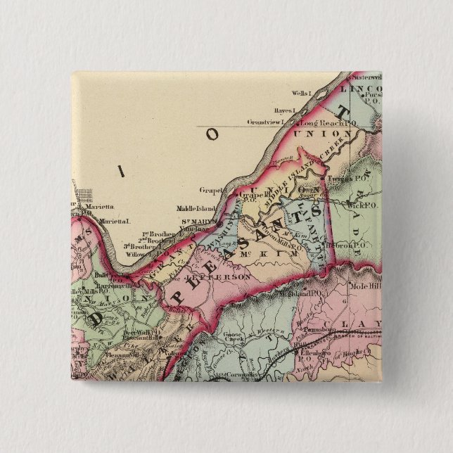 Tyler, Ritchie, Pleasants, Wood, Wirt counties 2 Inch Square Button (Front)