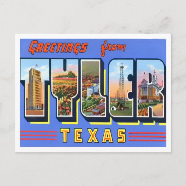 Tyler, Texas Vintage Big Letters Postcard (Front)