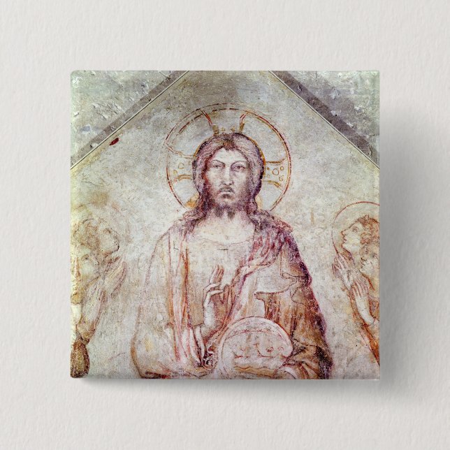 Tympanum depicting the Saviour Blessing, 1341 2 Inch Square Button (Front)