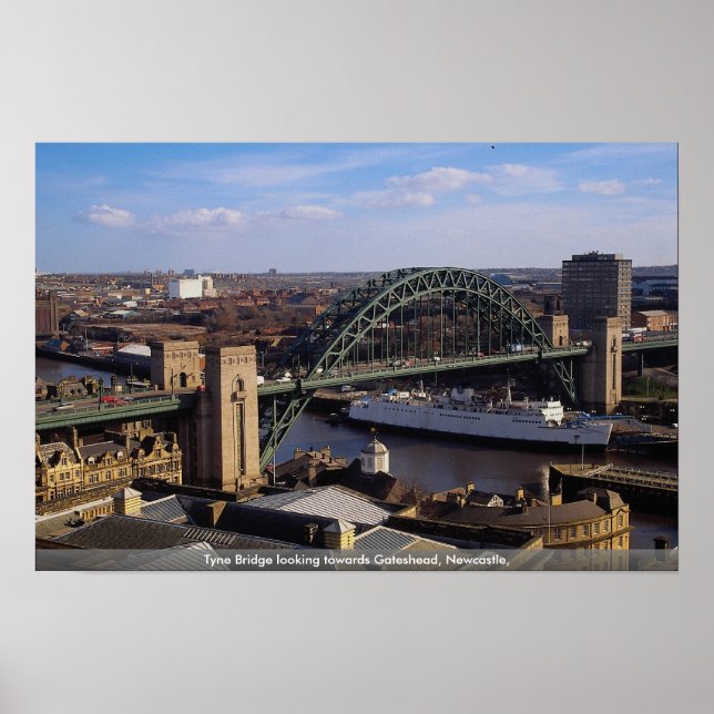 Tyne Bridge looking towards Gateshead, Newcastle, Poster (Front)