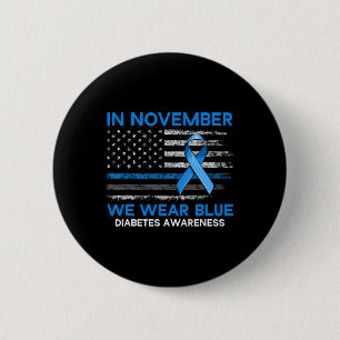 Type 1 Diabetes Awareness American Us Flag Blue Ri 2 Inch Round Button