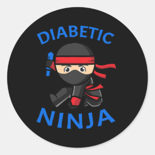 Type-1 Diabetes Awareness Diabetic Ninja T1D Kids  Classic Round Sticker
