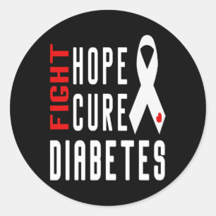 Type 1 Diabetes Awareness - Fight Hope Cure Diabet Classic Round Sticker