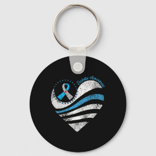 Type 1 Diabetes Awareness Heart Ribbon Keychain