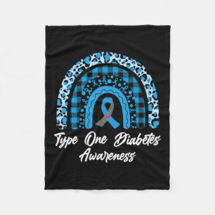Type 1 Diabetes Awareness Rainbow Month Leopard Ri Fleece Blanket