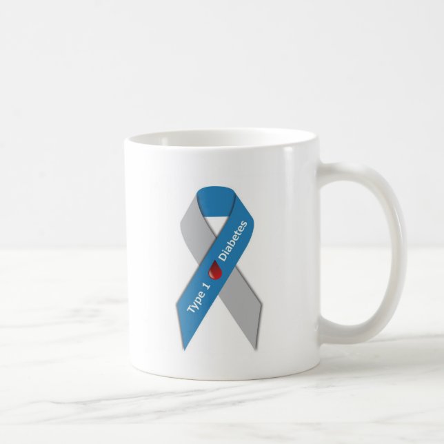 Type 1 Diabetes Awareness Ribbon Coffee Mug (Right)