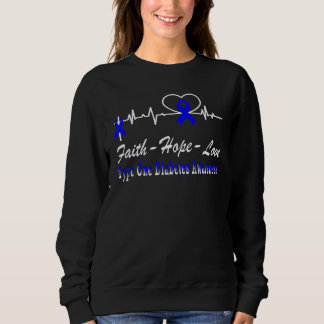 Type 1 Diabetes Awareness Support Blue Ribbon T1d  Sweatshirt