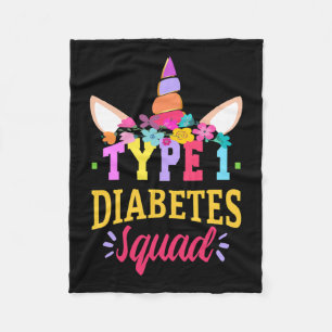 Type 1 Diabetes Awareness T1d Squad Unicorn Rainbo Fleece Blanket