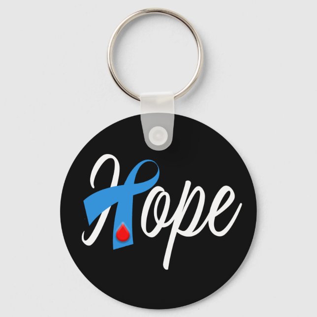 Type 1 Diabetes Blue Ribbon Awareness HOPE Keychain (Front)