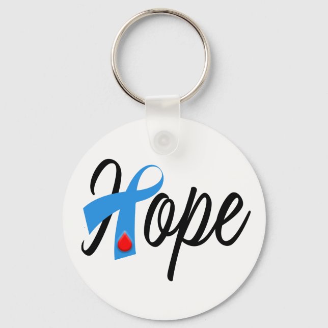 Type 1 Diabetes Blue Ribbon Awareness HOPE Keychain (Front)