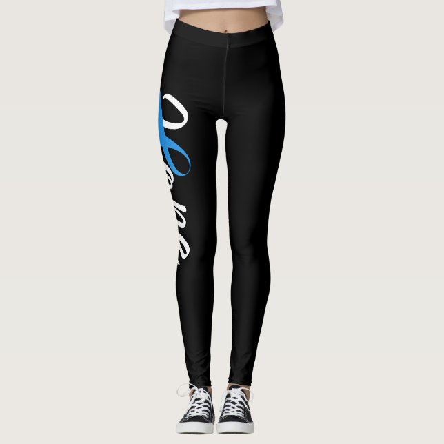 Type 1 Diabetes Blue Ribbon Awareness HOPE Leggings (Front)