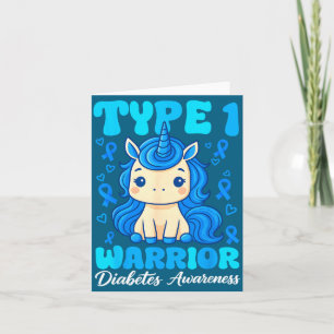 Type 1 Diabetes Cute Unicorn Warrior Boys Girls T1 Card