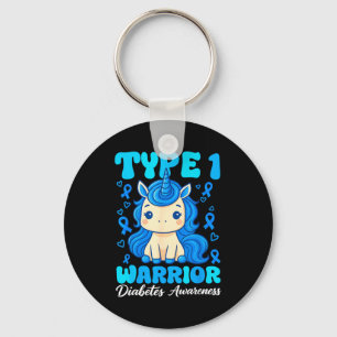 Type 1 Diabetes Cute Unicorn Warrior Boys Girls T1 Keychain