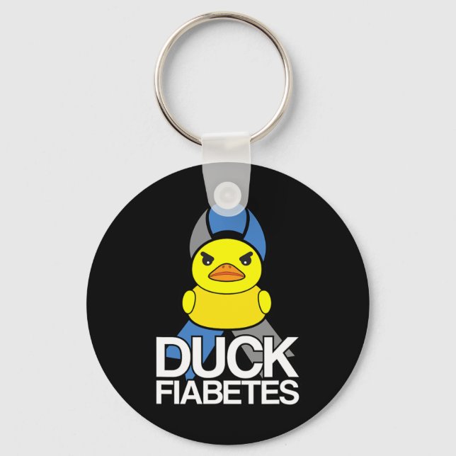 Type 1 Diabetes Duck Fiabetes T1d Awareness  Keychain (Front)
