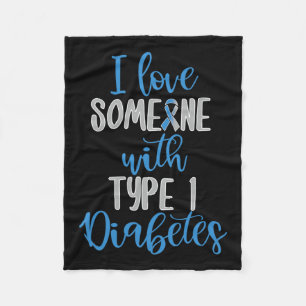 Type 1 Diabetes Love Juvenile Diabetes Blue Awaren Fleece Blanket