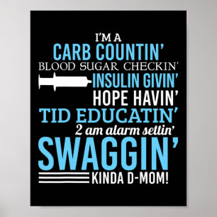 Type 1 Diabetes Mom Fun T1d Diabetic Awareness Wom Poster