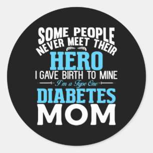 Type 1 Diabetes Mom Mother T1d Diabetic Awareness  Classic Round Sticker