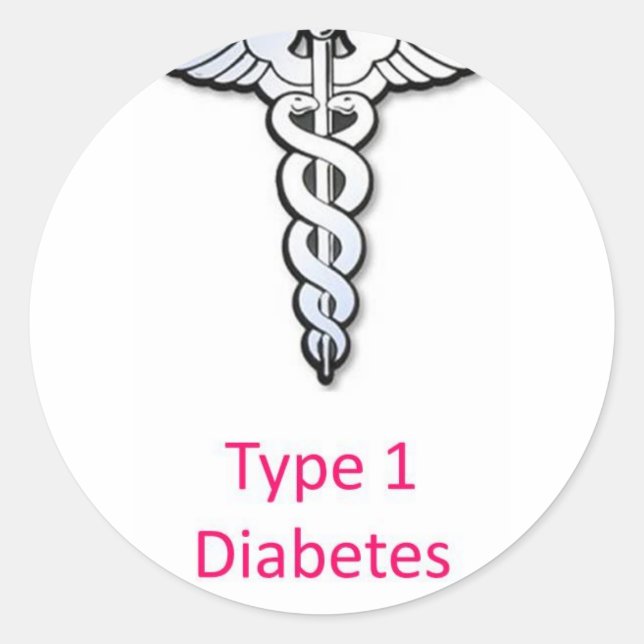 Type 1 Diabetes pink Classic Round Sticker (Front)