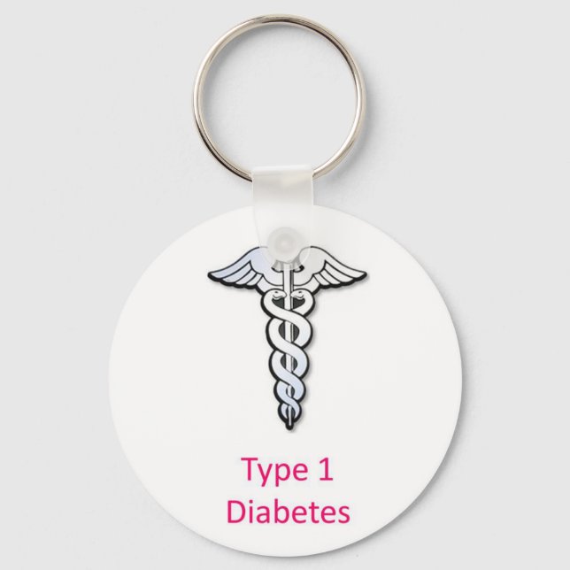 Type 1 Diabetes pink Keychain (Front)