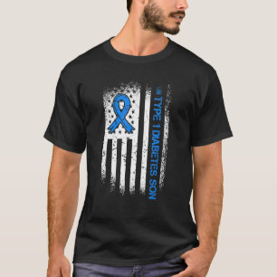 Type 1 Diabetes Son Diabetes Ribbon And American F T-Shirt