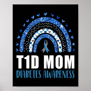 Type 1 Diabetes T1d Mom Diabetes Awareness Rainbow Poster