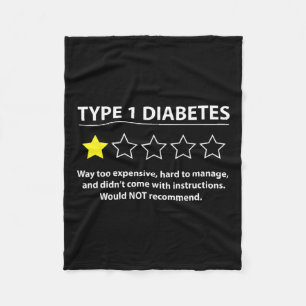 Type 1 Diabetes T1d One Star Rating Fun Awareness  Fleece Blanket