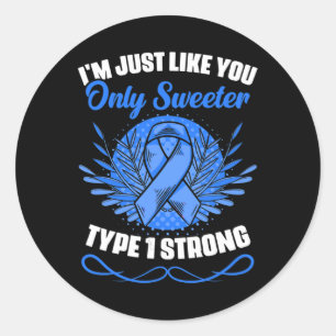 Type 1 Diabetes Warrior Diabetic Diabetes Awarenes Classic Round Sticker