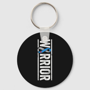 Type 1 Diabetes Warrior - Sideways Awareness Ribbo Keychain