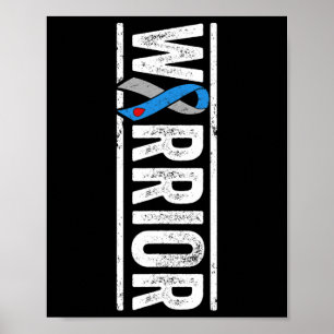 Type 1 Diabetes Warrior - Sideways Awareness Ribbo Poster