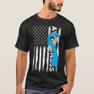 Type 1 Diabetes Warrior US Flag Blue & Grey Ribbon T-Shirt