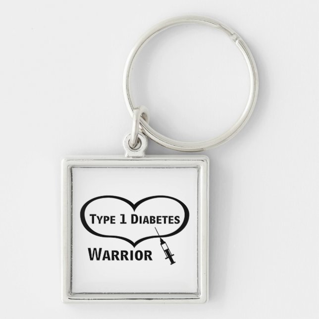 Type 1 Diabetes Warrior With Syringe Keychain (Front)