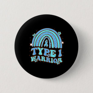 Type 1 Warrior Retro Rainbow Diabetes Awareness Ri 2 Inch Round Button
