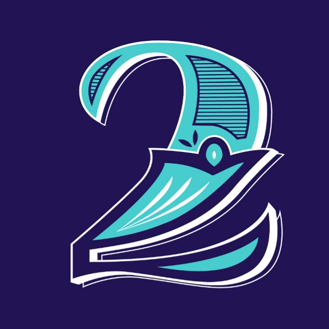 Type Art Sticker: Number Two Square Sticker (Creator Uploaded)