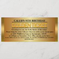 TYPE DE BILLET D'OR Invitation à une fête d'annive