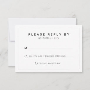 Type de Mariage minimal simple RSVP à bordure minc