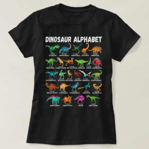 Type Dinosaurs Alphabet AZ ABC Dino Identification T-Shirt