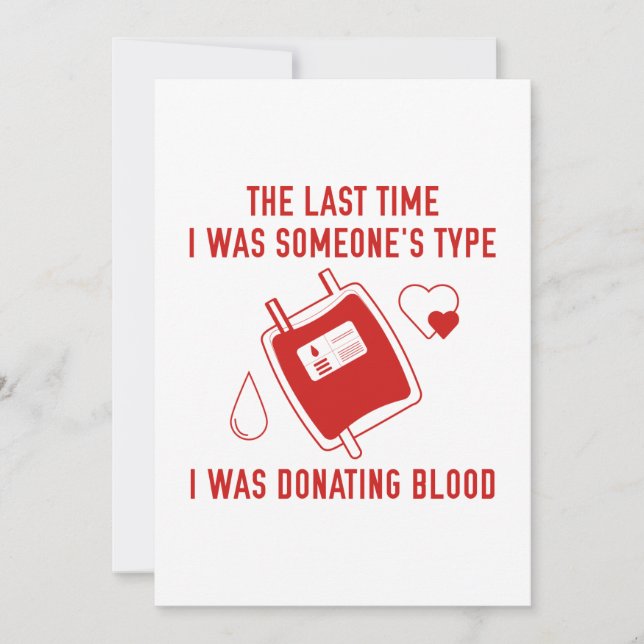 Type Donating Blood Thank You Card (Front)