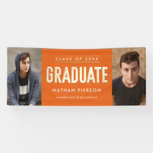 Type d'or Orange Bannière de graduation de deux ph
