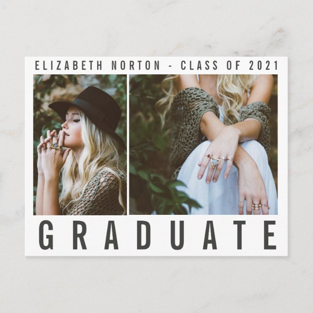 TYPE GRADUATE modern multi photo stylish Holiday Postcard (Front)