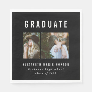 Type graduation multi photo black and white napkin