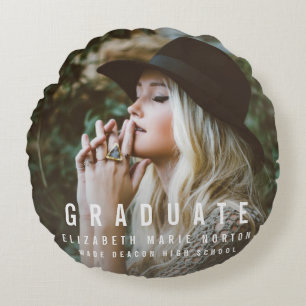 type graduation personalized photo round pillow