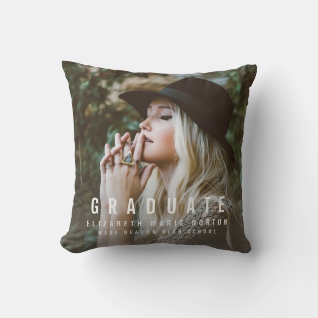 type graduation personalized photo  throw pillow (Front)